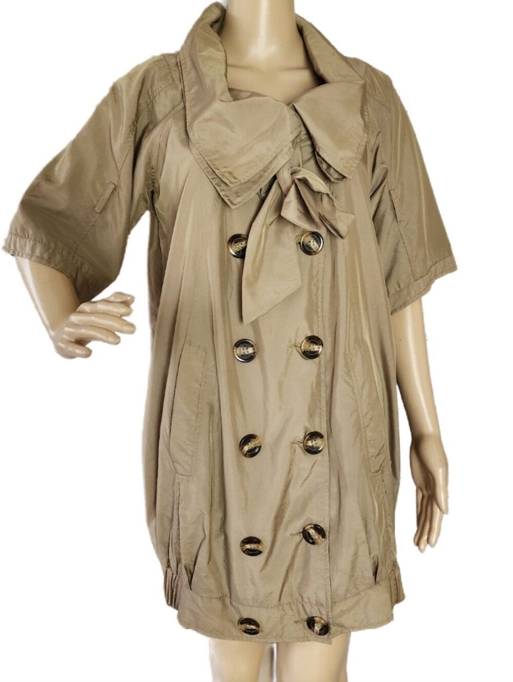 Millau Tan Double-Breasted Trench Mini Dress / Long Jacket - Medium (Estimated)